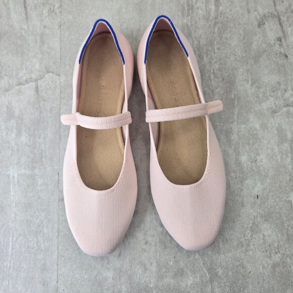 Rothy's Mary Jane Square Toe Ballet Flats Size 11 Baby Pink Knit Ballerina Shoes - Picture 2 of 12